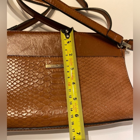 Women’s Simply Noelle Cognac faux leather crocodile pattern Crossbody Bag - Picture 8 of 16